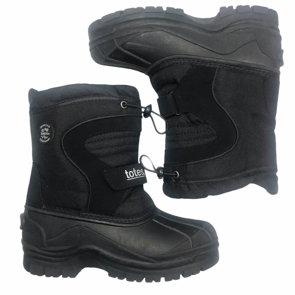 TOTES Connor Kids Waterproof Snow Boots with Removable Liner Black - Picture 2 of 10